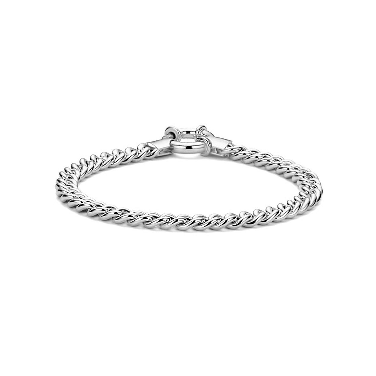 Gerhodineerd 925 zilveren gourmet armband met een schakelbreedte van 5.8mm. De armband heeft een draaglengte van 19cm.