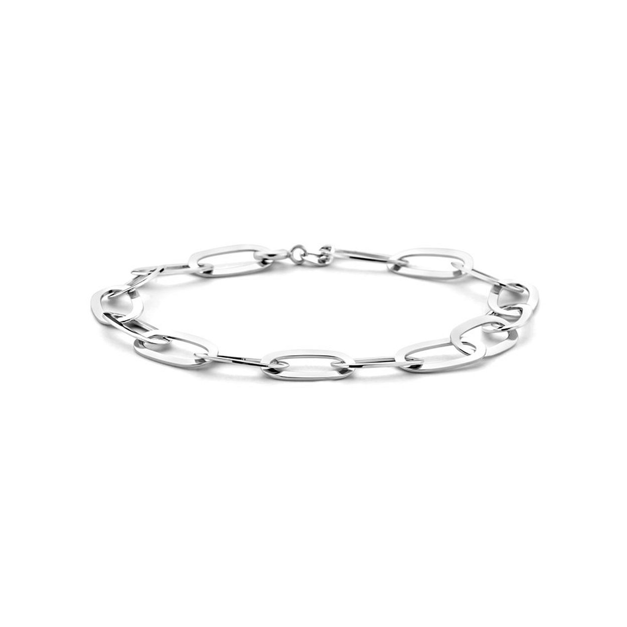 Gerhodineerd 925 zilveren paperclip armband met een schakelbreedte van 8mm. De armband heeft een draaglengte van 19cm.