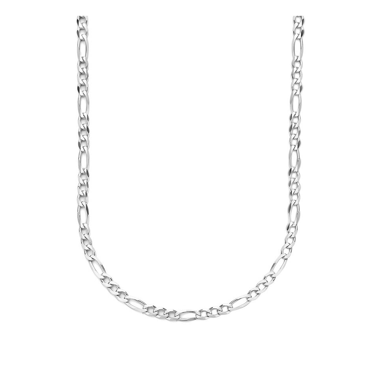 Gerhodineerd 925 zilveren figaro collier met een schakelbreedte van 4mm. Het collier heeft een draaglengte van 50cm en een stevige karabijn sluiting.