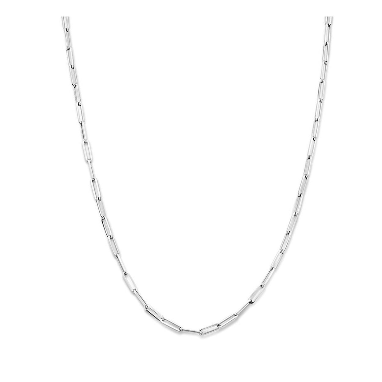 Gerhodineerd 925 zilveren collier uitgevoerd met een paperclip schakel met een breedte van 3mm. Het collier heeft een draaglengte van 45cm en een stevige karabijn sluiting.