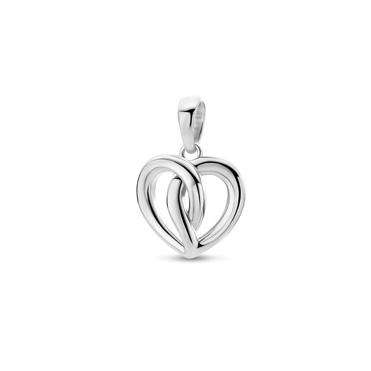 Gerhodineerd 925 zilveren hanger in de vorm van een hart. De hanger heeft een totale hoogte van 1.7cm en een breedte van 12mm.