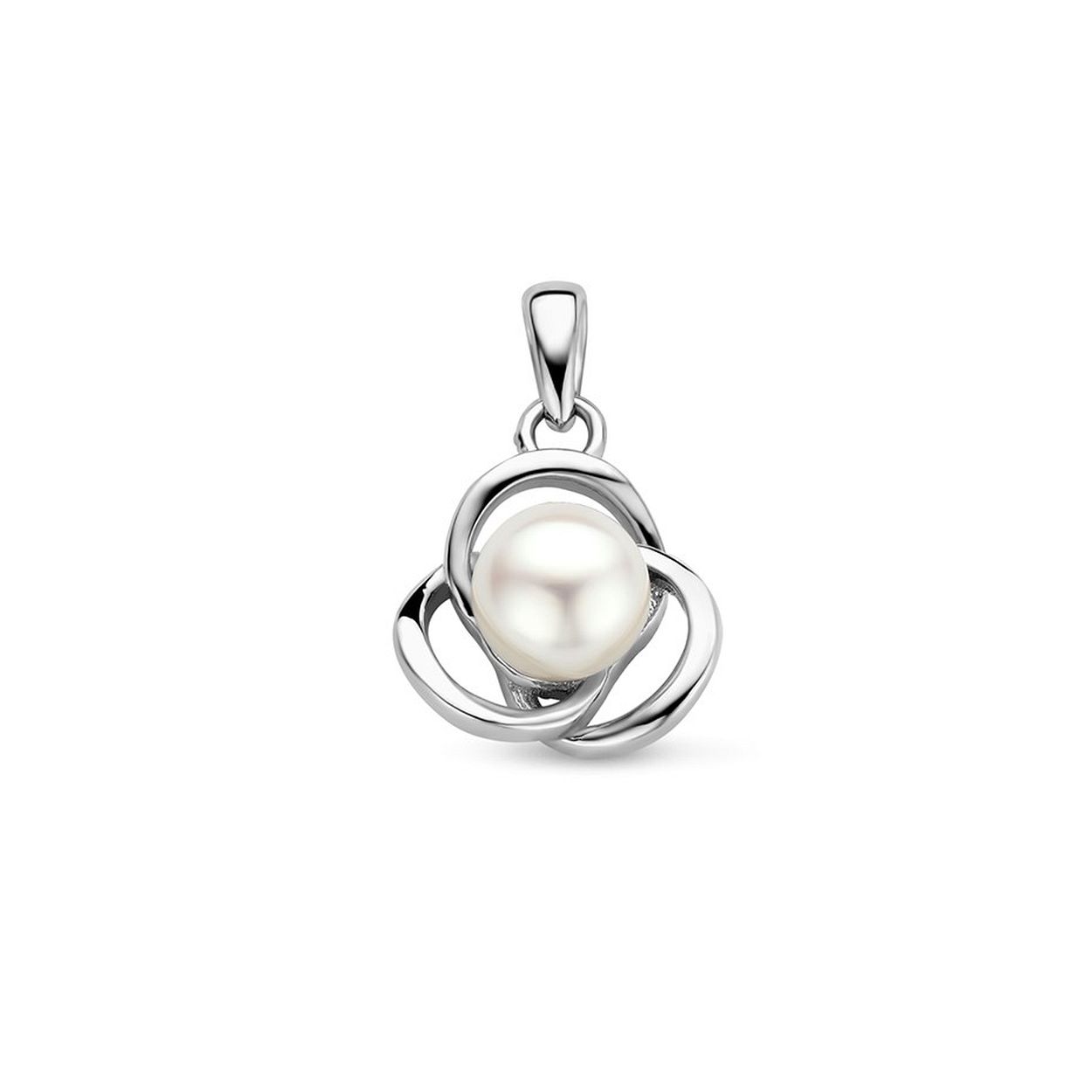 Gerhodineerd 925 zilveren hanger uitgevoerd met een zoetwaterparel. De hanger heeft een totale hoogte van 1.9cm en een breedte van 12.5mm.