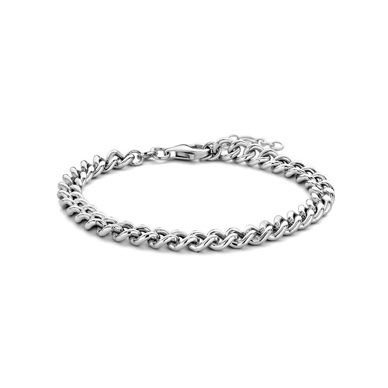 Gerhodineerd 925 zilveren gourmet armband met een schakelbreedte van 5.4mm. De armband heeft een draaglengte van 16cm met een extensie van 3cm en een stevige karabijn sluiting.