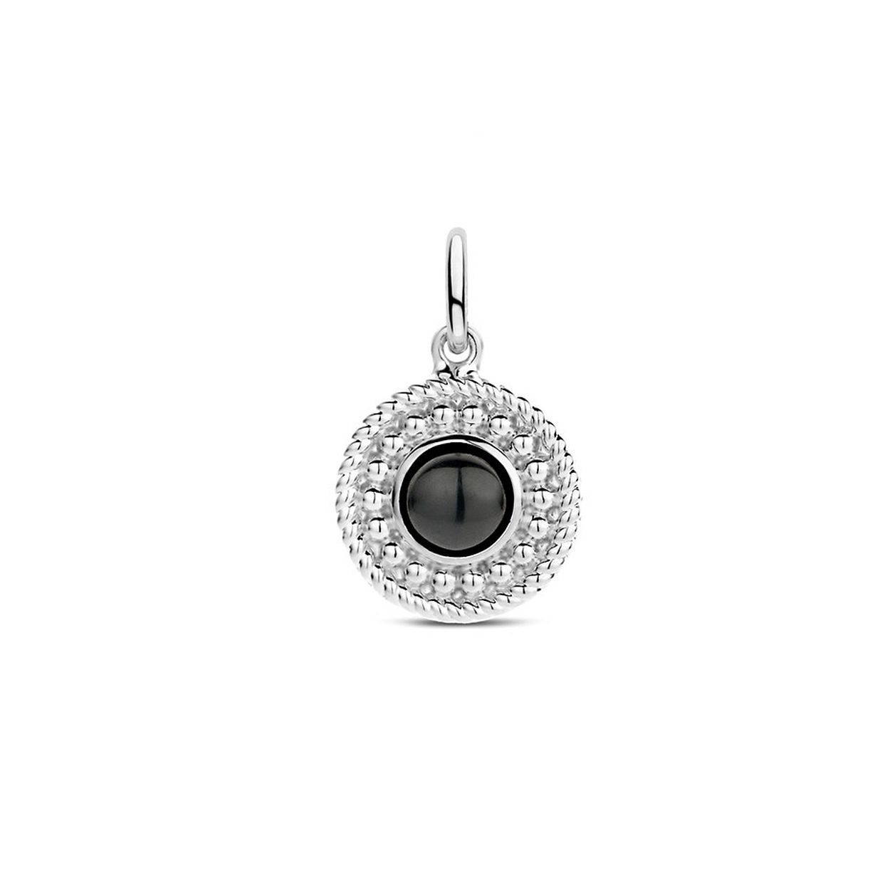 Gerhodineerd 925 zilveren hanger uitgevoerd met een schitterende onyx. De hanger heeft een totale hoogte van 1.9cm en een breedte van 12mm.