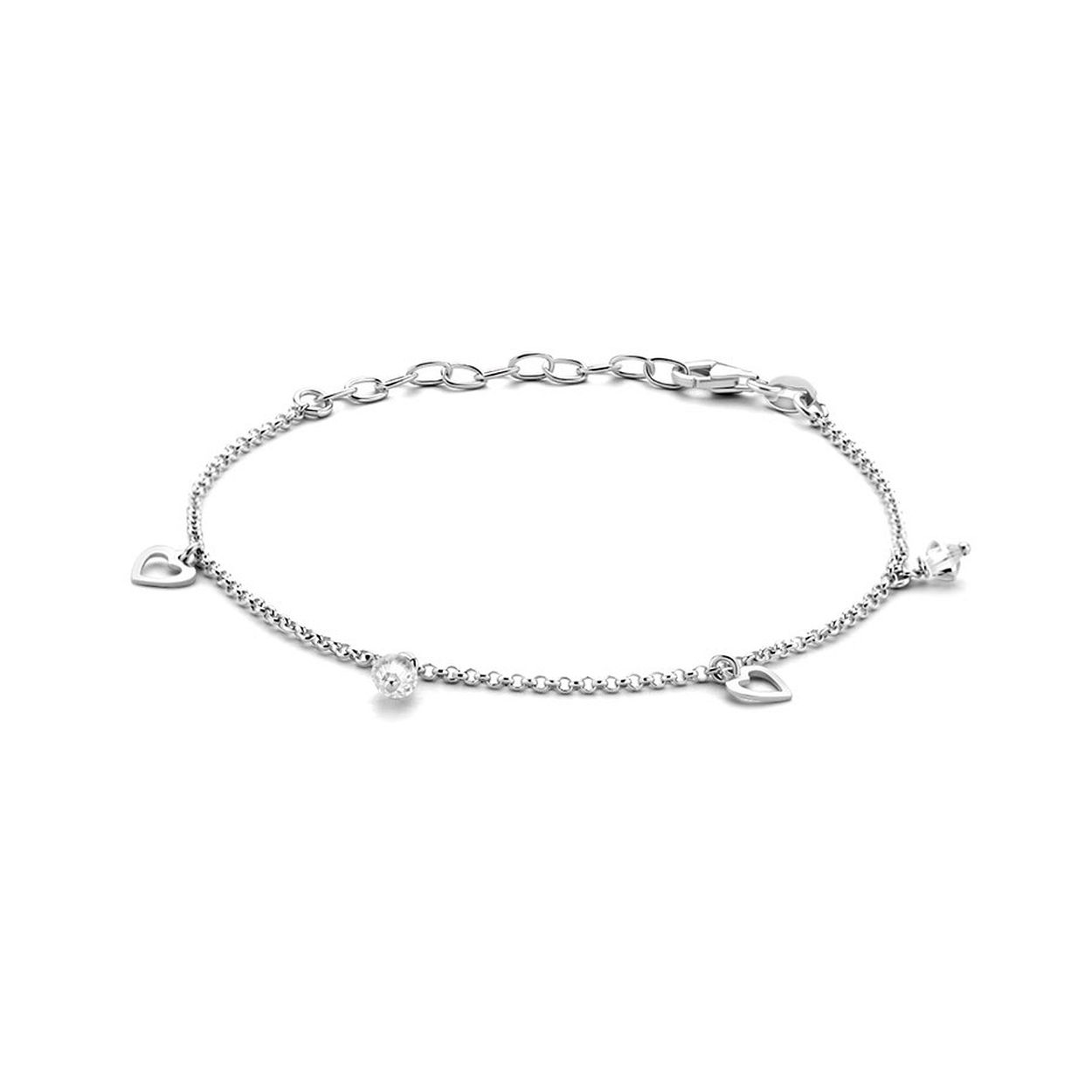 Gerhodineerd 925 zilveren enkelbandje. Het enkelbandje heeft een draaglengte van 18cm met een extensie van 4cm en een stevige karabijn sluiting.