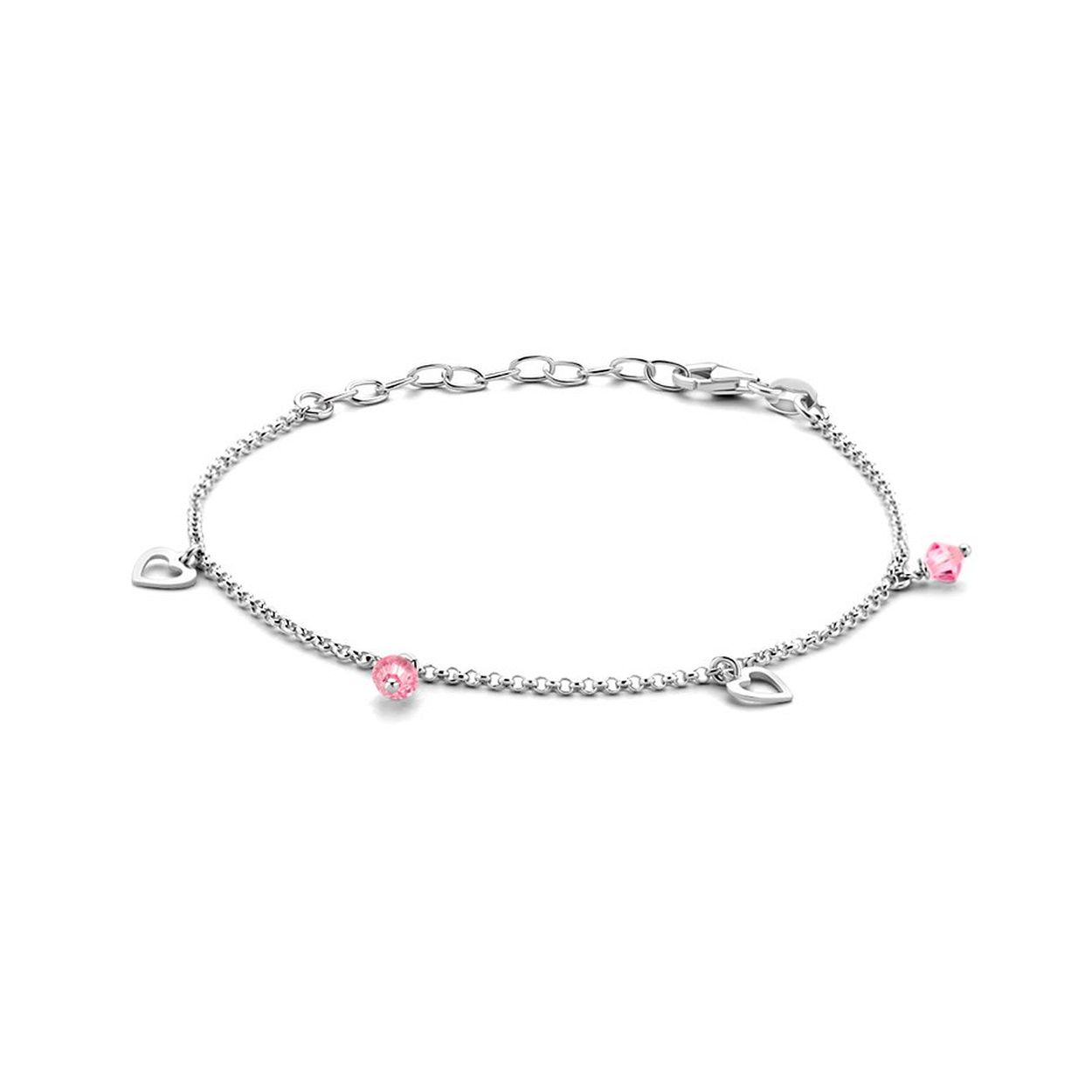 Gerhodineerd 925 zilveren enkelbandje. Het enkelbandje heeft een draaglengte van 18cm met een extensie van 4cm en een stevige karabijn sluiting.