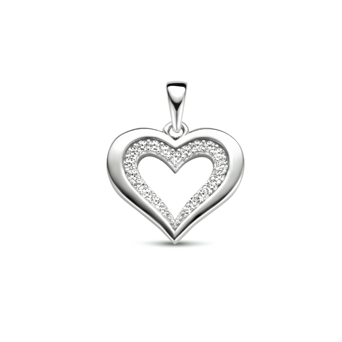 Zilveren hanger hart zirkonia