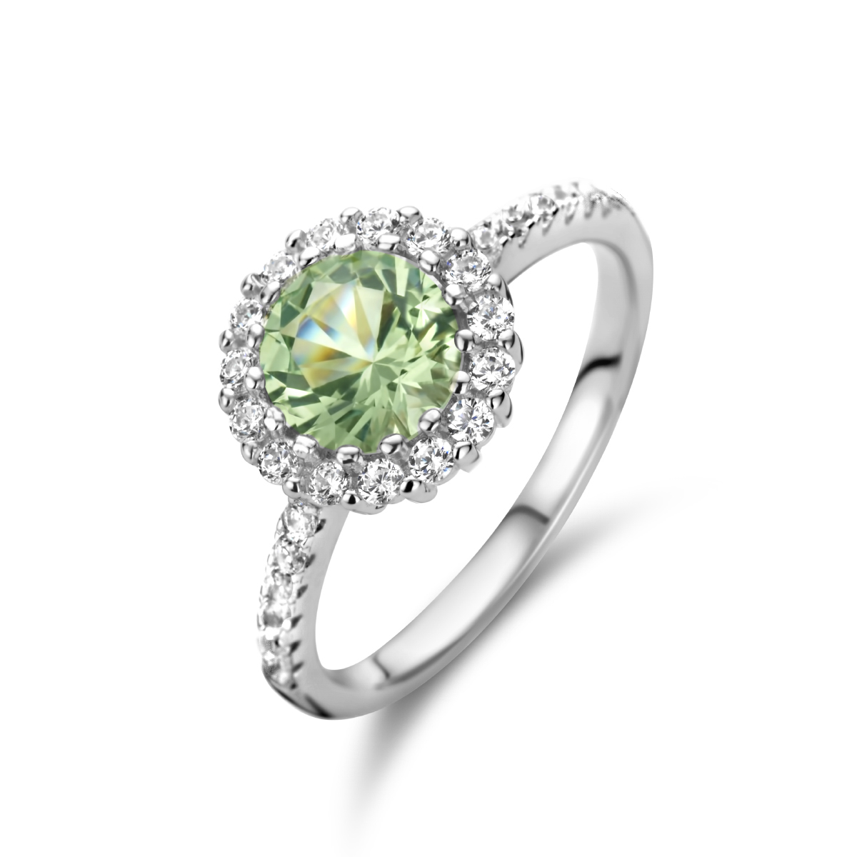 Gerhodineerd 925 zilveren ring uitgevoerd met zirkonia.