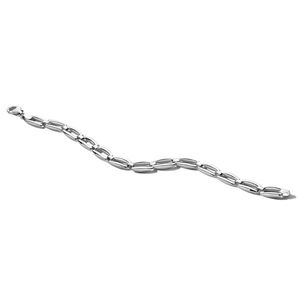 Gerhodineerd 925 zilveren armband met een draaglengte van 19cm. Uitgevoerd met een karabijn sluiting.