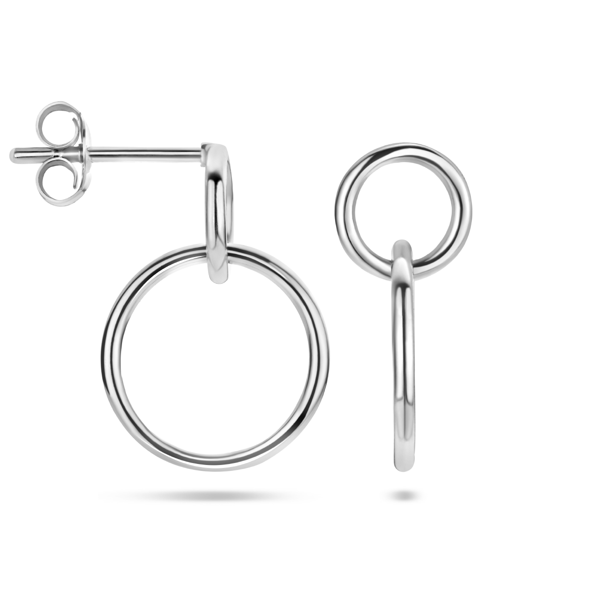 Gerhodineerd 925 zilveren oorhangers uitgevoerd met open rondjes.