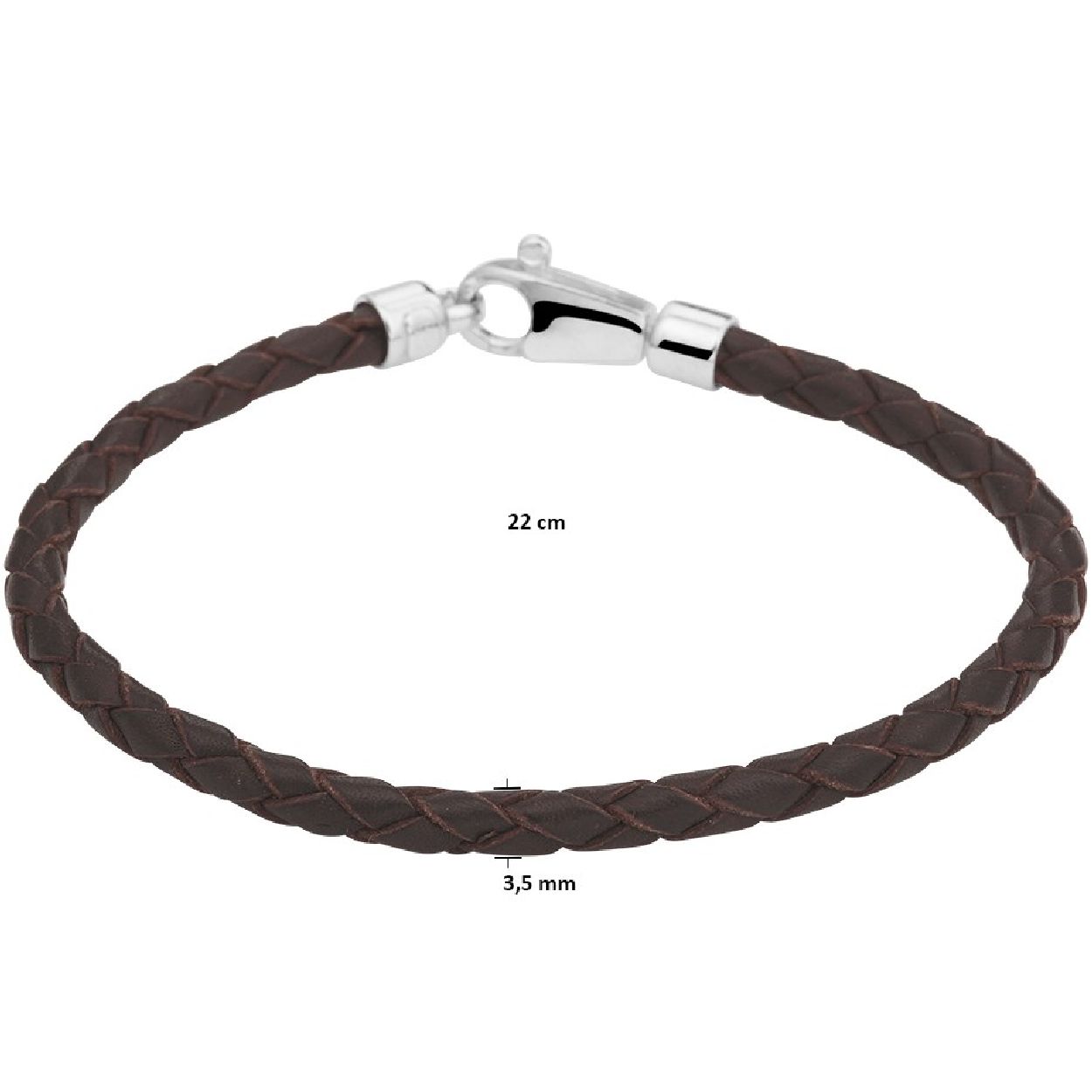 De armband is gemaakt van gerhodineerd zilver en is bruinkleurig. Het is een sieraad voor heren.