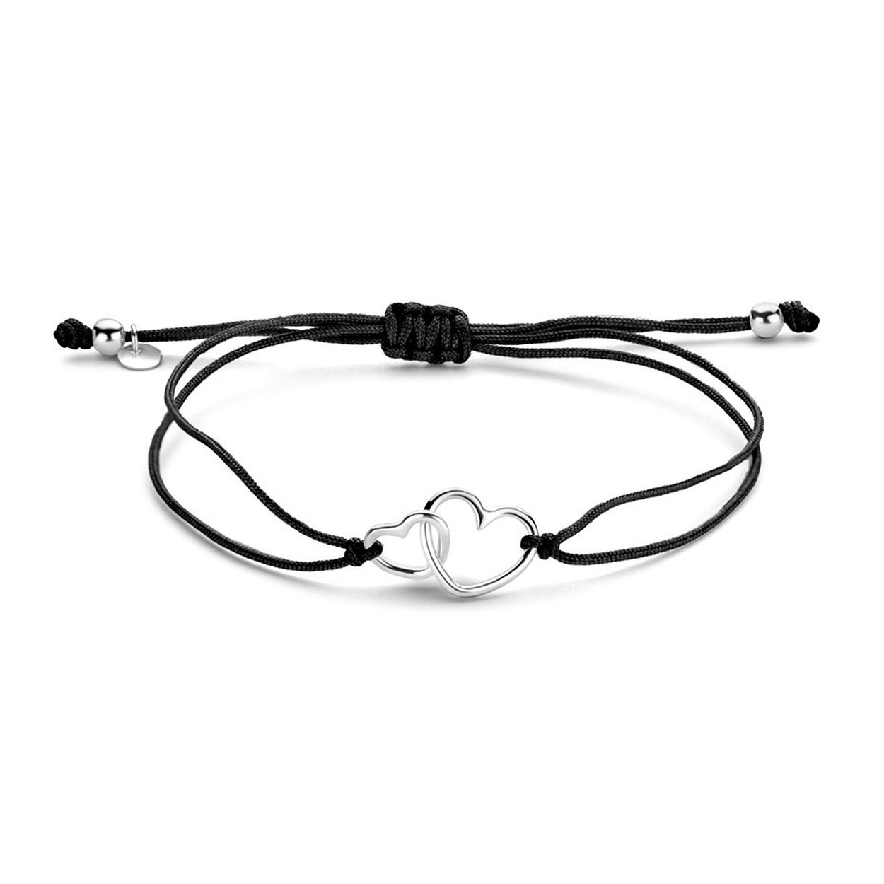 Zilver gerhodineerde armband, met koord, L881