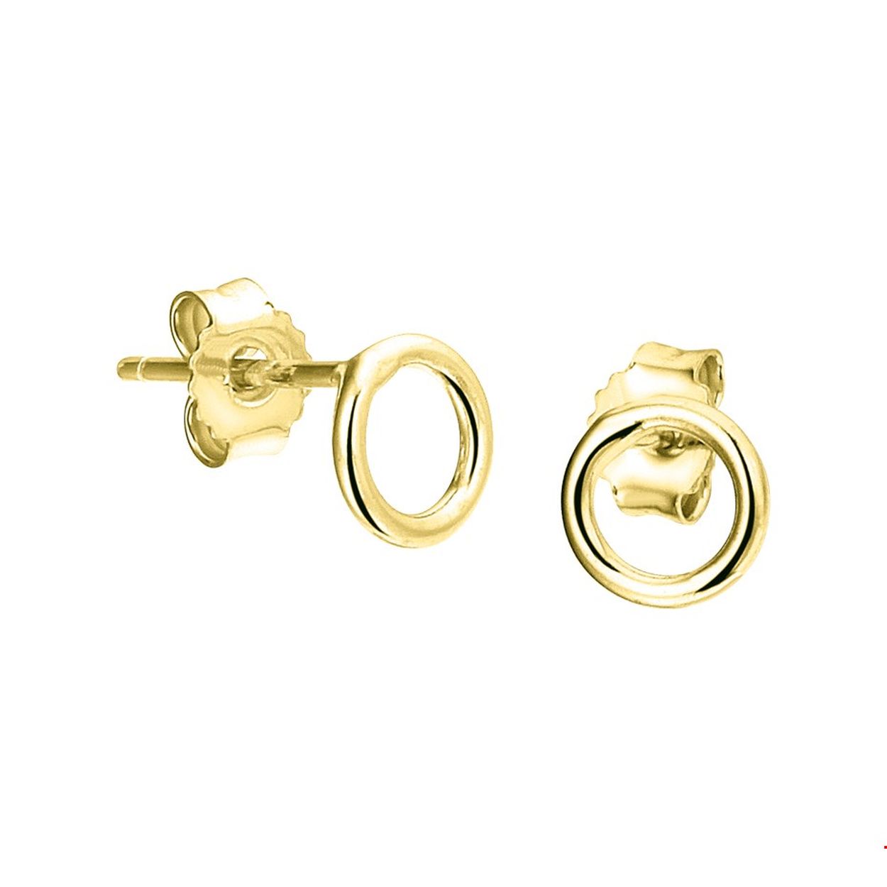 Deze trendy geelgoud op zilveren oorknoppen met een open rondje hebben een diameter van 6mm. Deze oorsieraden hebben een poli afwerking en zijn uitgevoerd met een stevige poussette sluiting. Door het  simplistische moderne design van deze oorknoppen zijn ze allerdaags te dragen alsmede ook gemakkelijk te combineren met andere sieraden.
Doelgroep: dames
