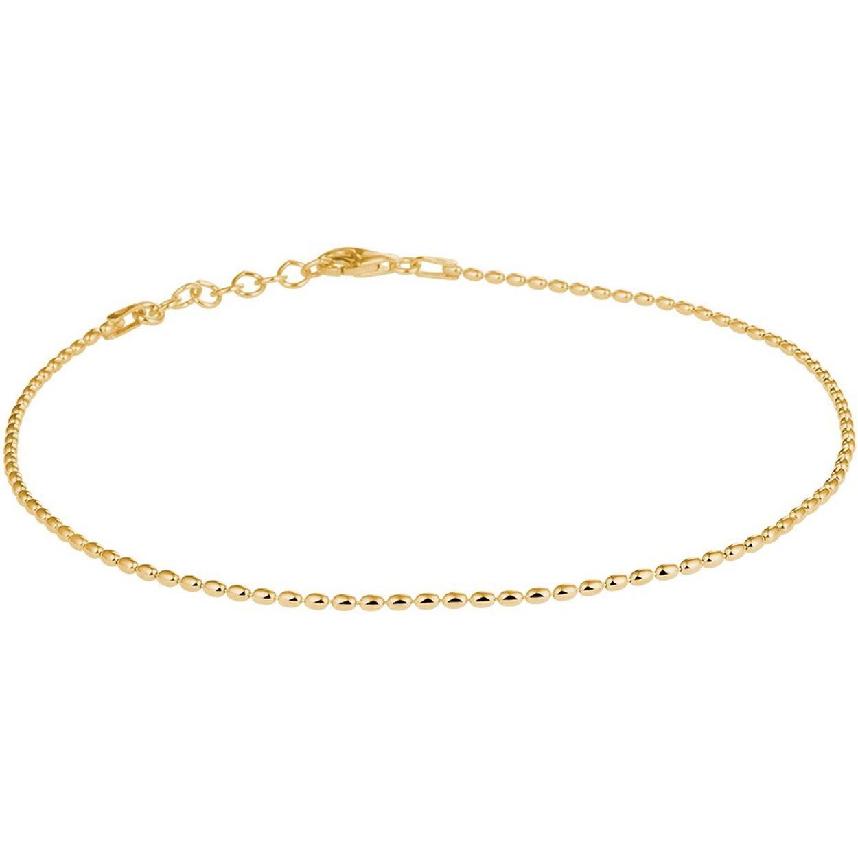 Beschrijving: Trendy geelgoud op zilveren enkelbandje met een draaglengte van 24cm en een extensie van 2cm. Uitgevoerd met een stevige karabijn sluiting. Tip: Maak je zomerlook af met dit hippe enkelbandje. Leuk om kado te geven!
Doelgroep: dames
Breedte: 1.5 mm
Kortste lengte: 24 mm
Langste lengte: 26 mm