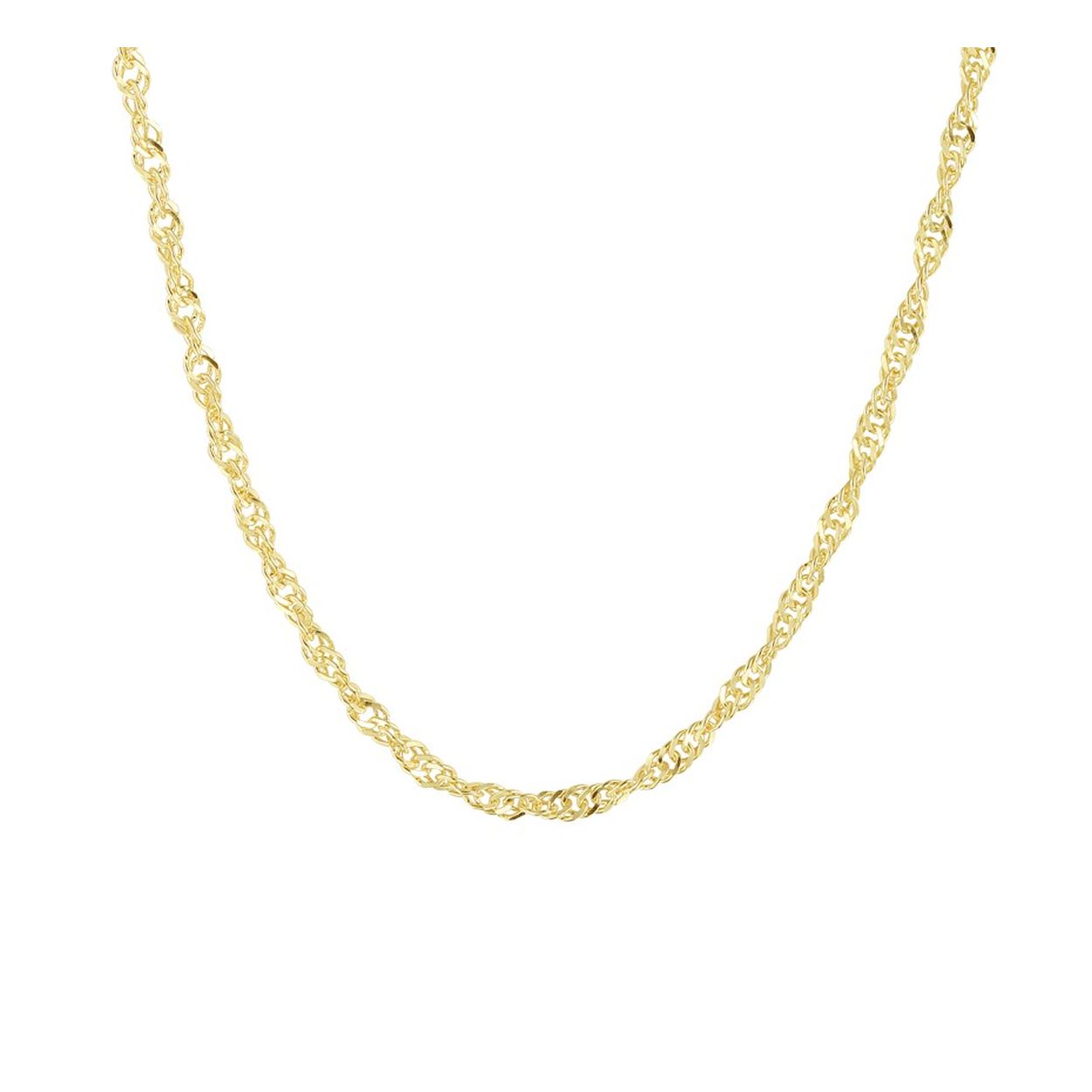 Beschrijving: Stijlvol geelgoud op zilveren collier met een singapore schakel. Het collier heeft een draaglengte van 45cm en een extensie van 5cm.
Uniekenummer serie: 42497
Doelgroep: dames
Breedte: 2.3 mm
Langste lengte: 50 mm
