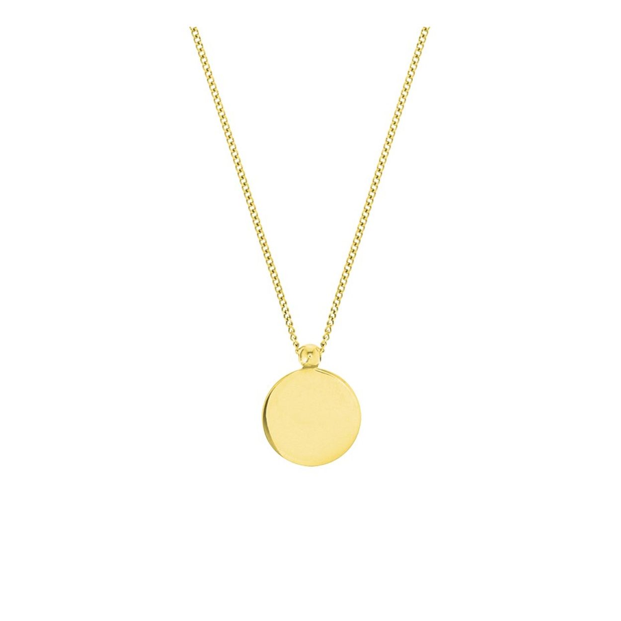 Geelgoud op 925 zilveren gourmet collier met een ronde hanger en een stevige karabijn sluiting. Het collier heeft een draaglengte van 41cm en een extensie van 5cm. De schakelbreedte is 1mm en het rondje heeft een diameter van 12mm. Door het simplistische model is dit collier met hanger gemakkelijk te combineren met andere sieraden uit onze collectie of uit je eigen stash!