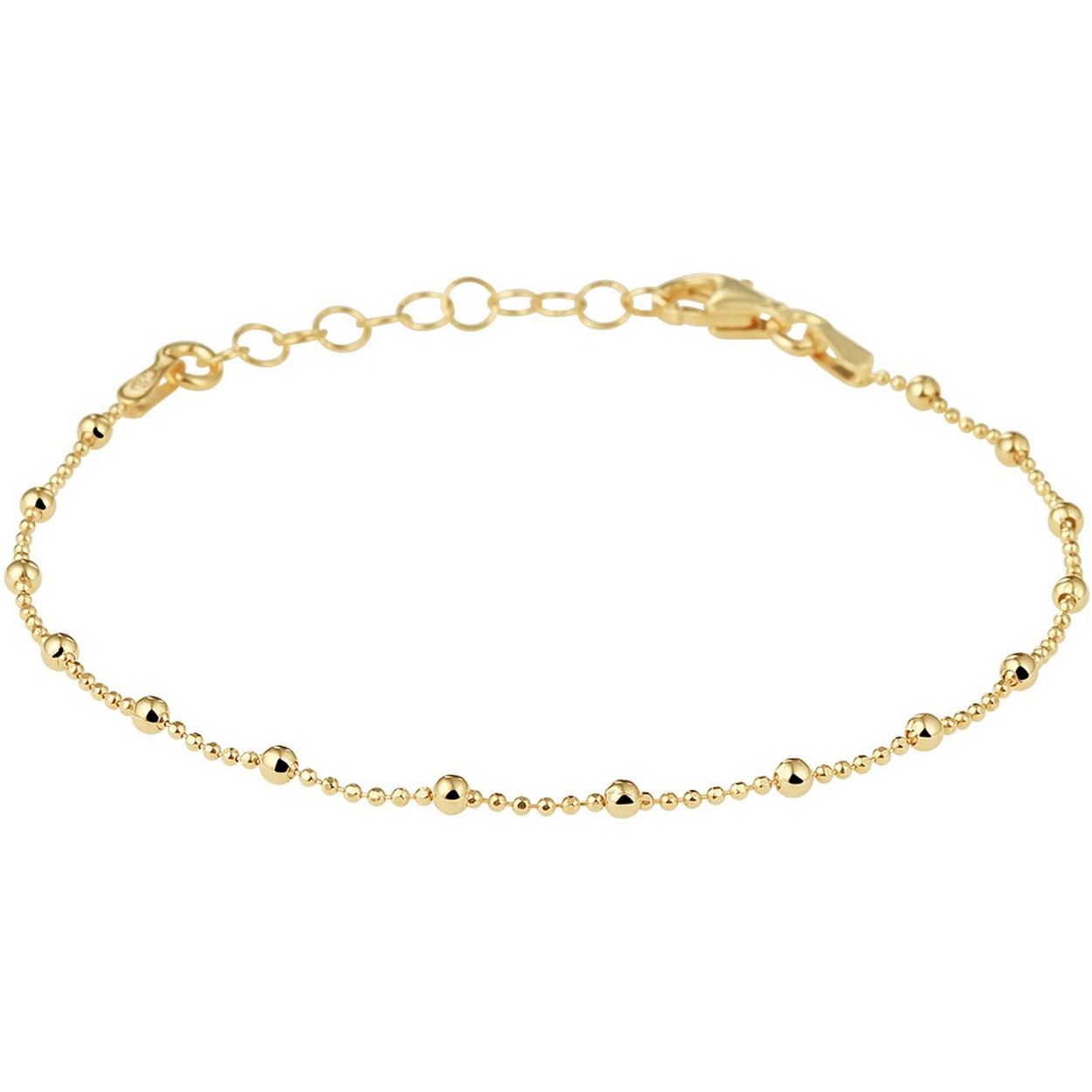 Beschrijving: Trendy geelgoud op zilveren armband uitgevoerd met bolletjes van 1 en 2mm. De armband heeft een stevige karabijn sluiting en een draaglengte van 16cm met een extensie van 3cm. Tip: Combineer de armband met een bijpassend collier en maak zo een leuke set!
Doelgroep: dames
Breedte: 2 mm
Kortste lengte: 16 mm
Langste lengte: 19 mm