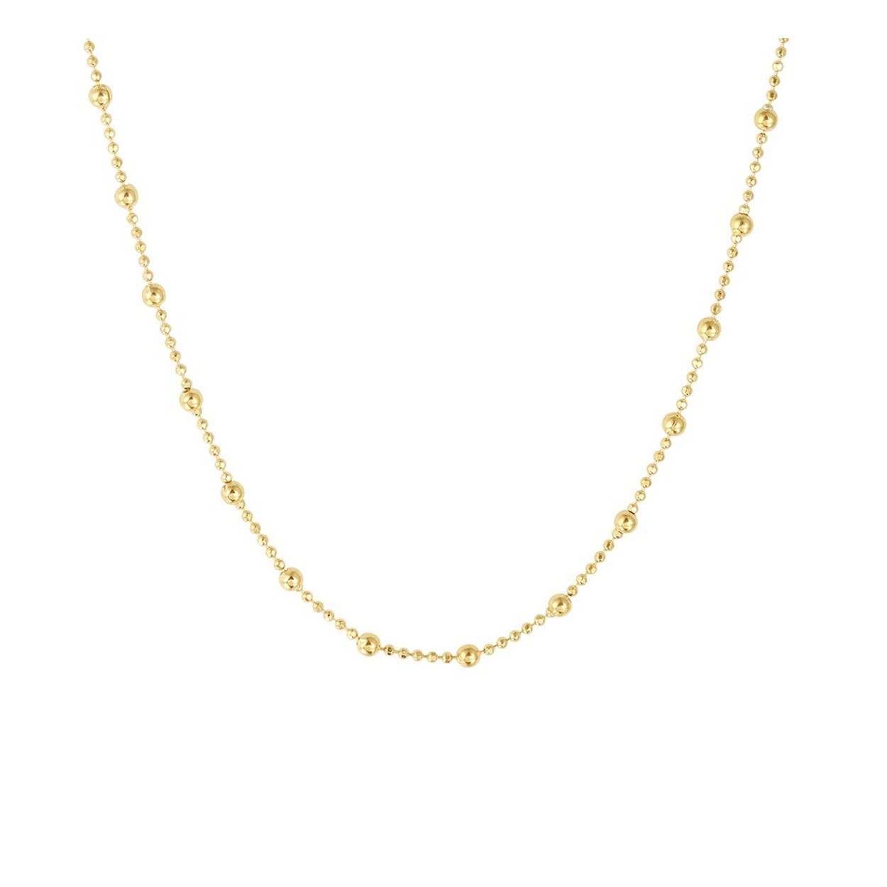 Trendy geelgoud op zilveren collier uitgevoerd met bolletjes van 1 en 2mm. Het collier heeft een stevige karabijn sluiting en een draaglengte van 40cm met een extensie van 4cm. Tip: Combineer het collier met een bijpassende armband en maak zo een leuke set!