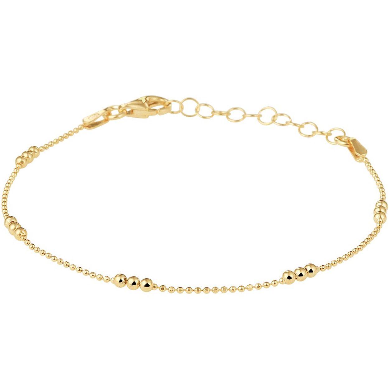 Beschrijving: Trendy geelgoud op zilveren armband uitgevoerd met bolletjes van 1 en 2mm. De armband heeft een stevige karabijn sluiting en een draaglengte van 16cm met een extensie van 3cm. Tip: Combineer de armband met een bijpassend collier en maak zo een leuke set!
Doelgroep: dames
Breedte: 2 mm
Kortste lengte: 16 mm
Langste lengte: 19 mm