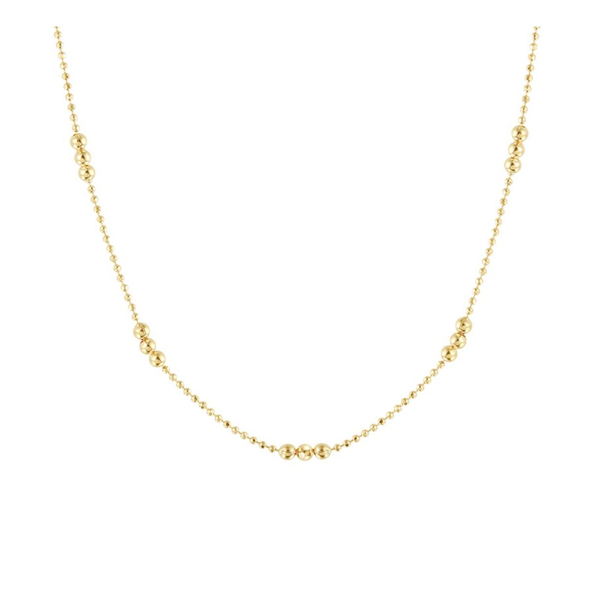 Beschrijving: Trendy geelgoud op zilveren collier uitgevoerd met bolletjes van 1 en 2mm. Het collier heeft een stevige karabijn sluiting en een draaglengte van 40cm met een extensie van 4cm. Tip: Combineer het collier met een bijpassende armband en maak zo een leuke set!
Verpakt per: 1
Doelgroep: dames
Breedte: 2 mm
Kortste lengte: 40 mm
Langste lengte: 44 mm