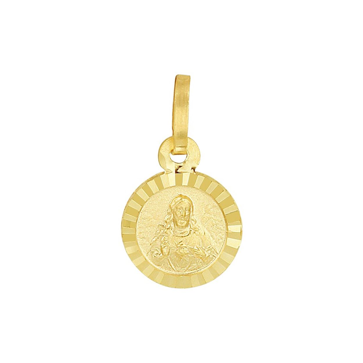Geelgoud op zilveren dubbelzijdige scapulier hanger een diameter van 8mm en een totale hoogte van 15mm. De hanger is goed te combineren met een bijpassend collier uit onze collectie.