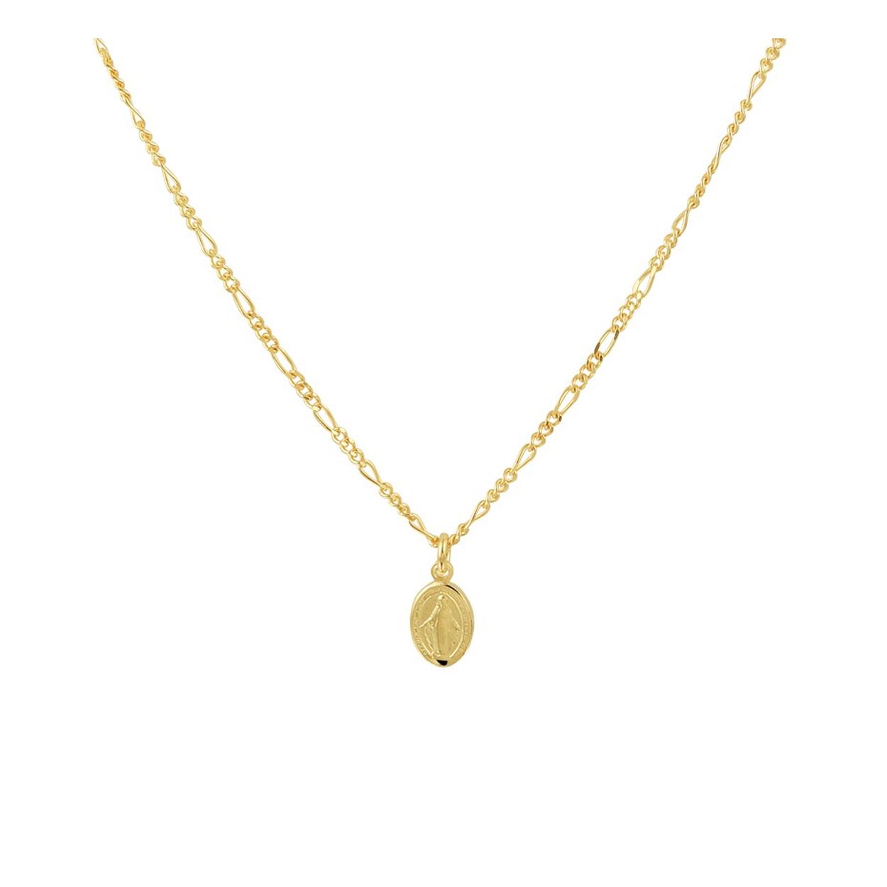 Vintage geelgoud op zilveren collier met een dubbelzijdige scapulier hanger met een afmeting van 10x5.5mm. Het collier heeft een draaglengte van 42cm en een extensie van 3cm. Dit collier is uitgevoerd met een stevige karabijn sluiting en geeft je look direct een chique en stijlvolle uitstraling.