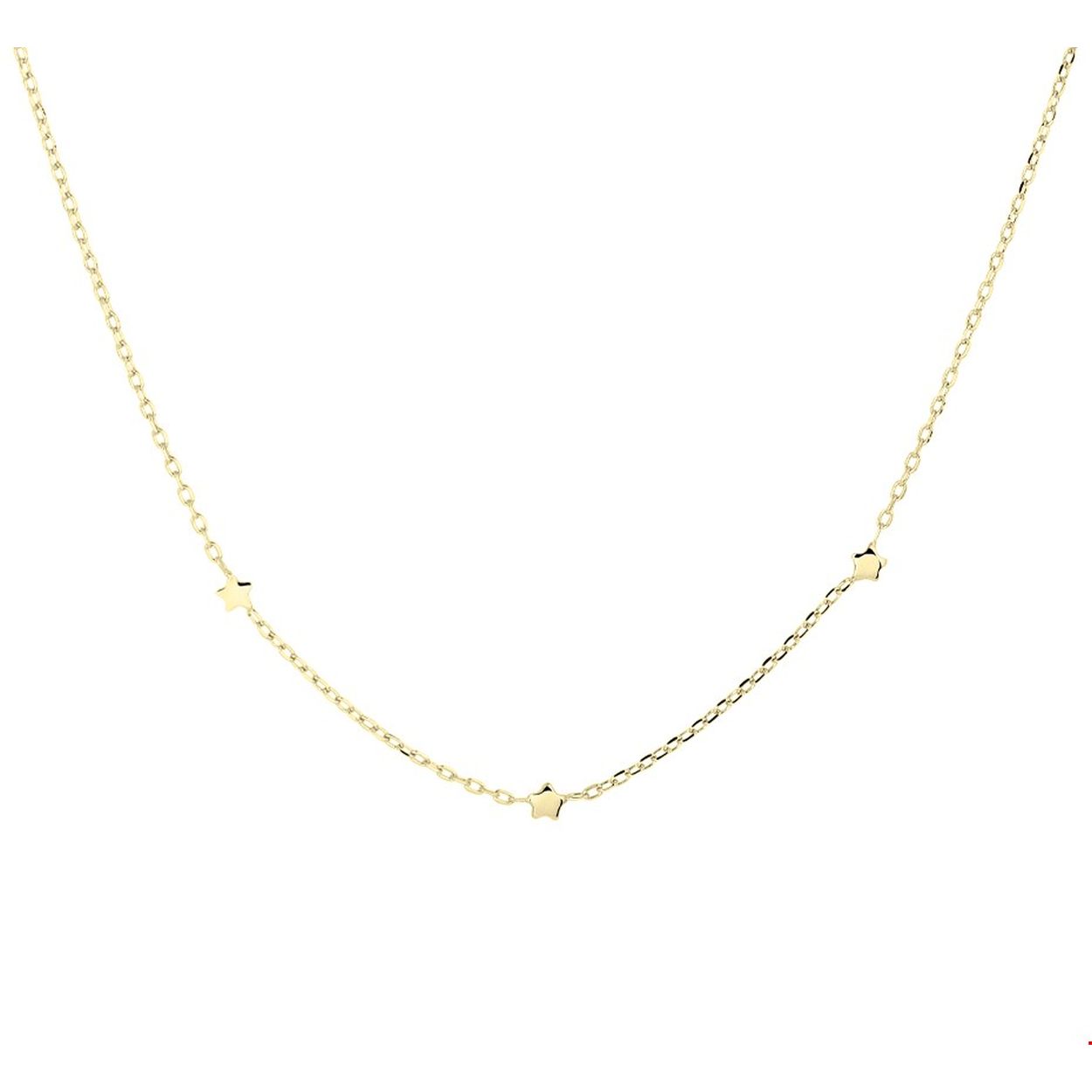 Trendy zilver verguld anker collier uitgevoerd met 3 sterren. Door de subtiele uitstraling kan het collier dagelijks gedragen worden en past deze bij veel verschillende outfits. Het collier heeft een draaglengte van 41cm en een extensie van 4cm.