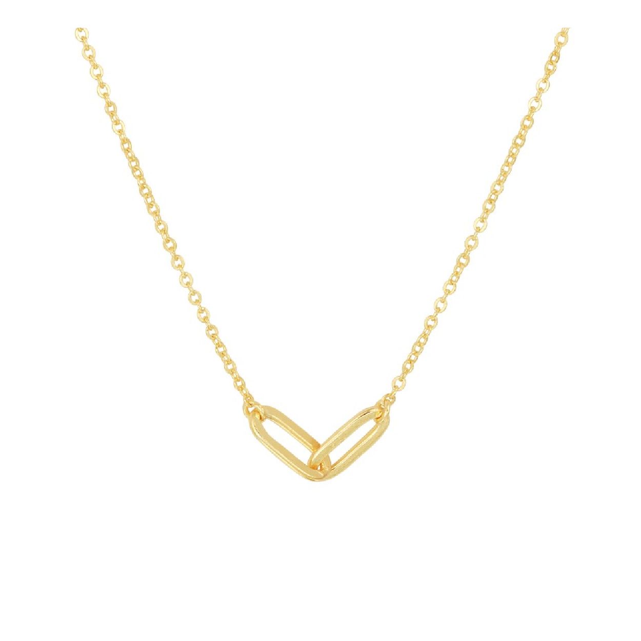 De collier is gemaakt van geelgoud op zilver en is goudkleurig. Het is een sieraad voor dames.