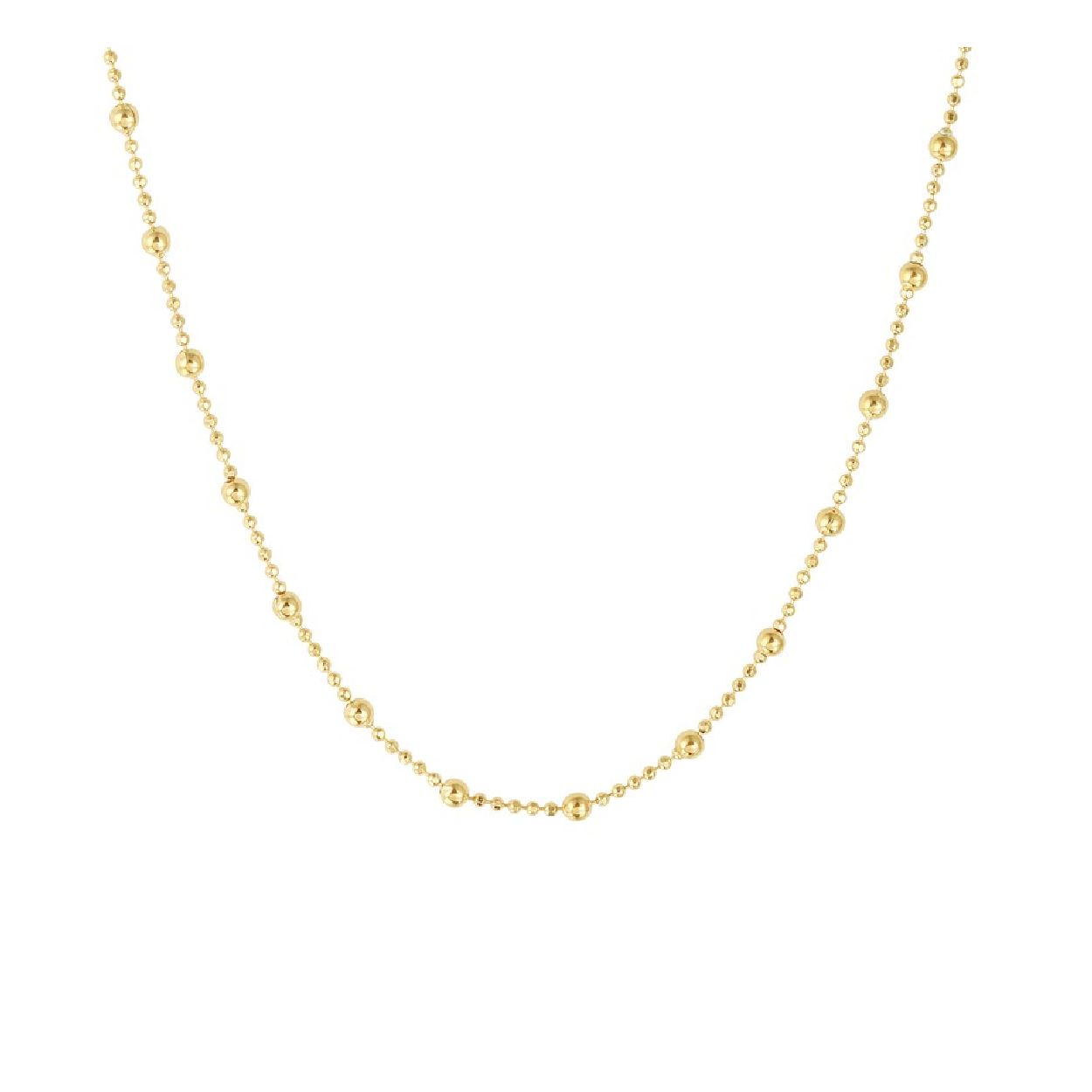 De collier is gemaakt van geelgoud op zilver en is goudkleurig. Het is een sieraad voor dames.