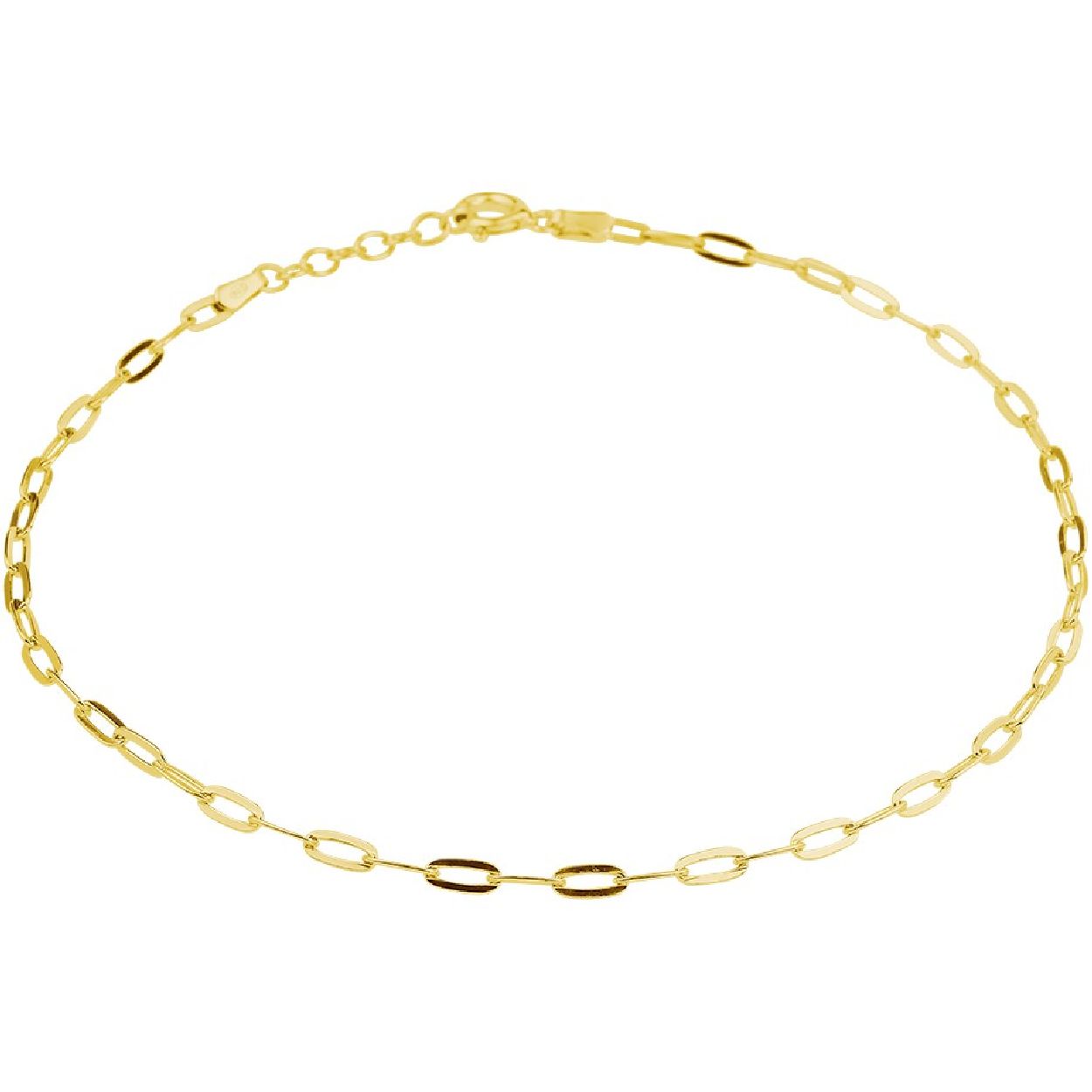 Dit enkelbandje is gemaakt van geelgoud op zilver en ze zijn goudkleurig. Het is een sieraad voor dames.