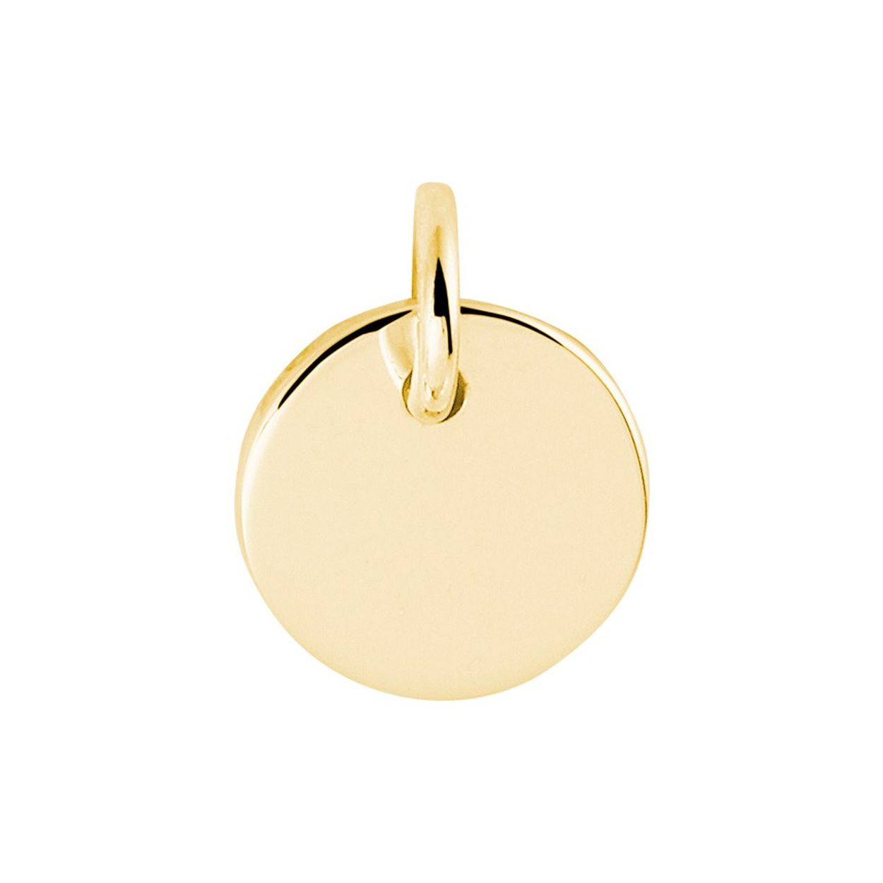 Geelgoud op 925 zilveren ronde graveerhanger. De hanger heeft een diameter van 10mm. Geen garantie op plating.