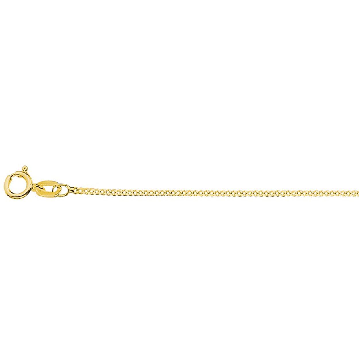 Geelgoud op 925 zilveren gourmet collier met een schakelbreedte van 1.2mm. Het collier heeft een draaglengte van 41cm met een extensie van 4cm.