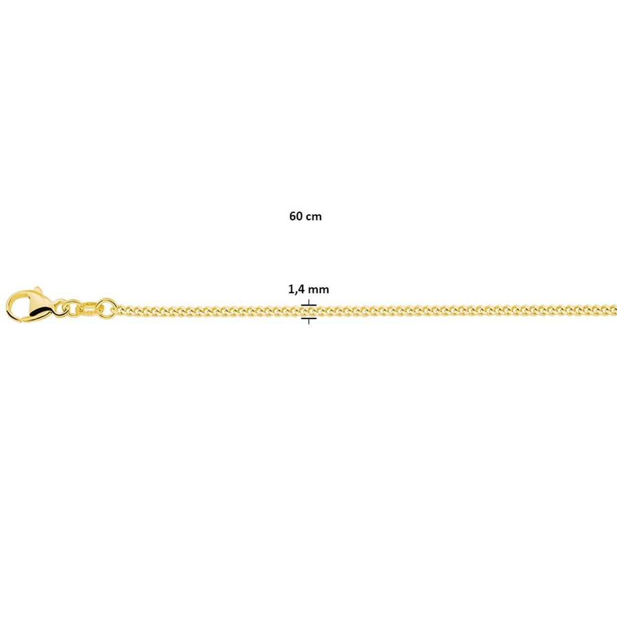 Gold plated zilver gourmet collier 50.cm 1.4mm