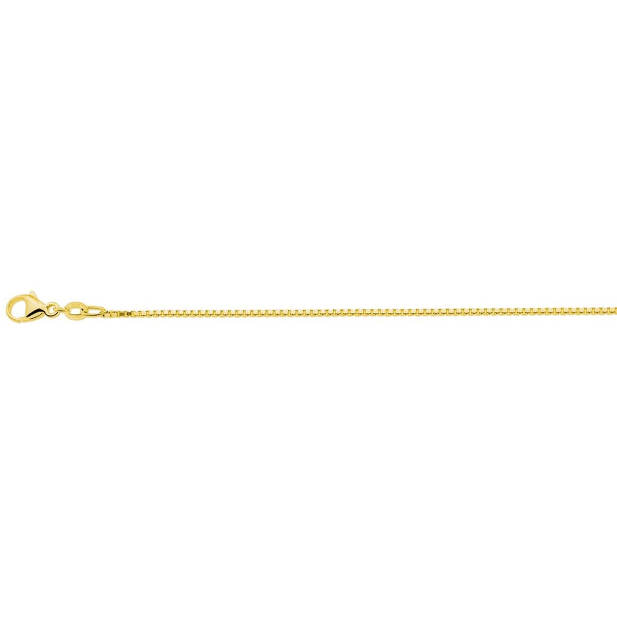 Geelgoud op 925 zilveren venetiaans collier met een schakelbreedte van 1.1mm. Het collier heeft een draaglengte van 41cm met een extensie van 4cm en een stevige karabijn sluiting.