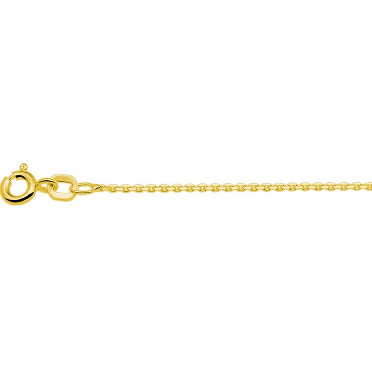 Geelgoud op 925 zilveren anker collier met een schakelbreedte van 1.1mm. Het collier heeft een draaglengte van 41cm en een extensie van 4cm.
