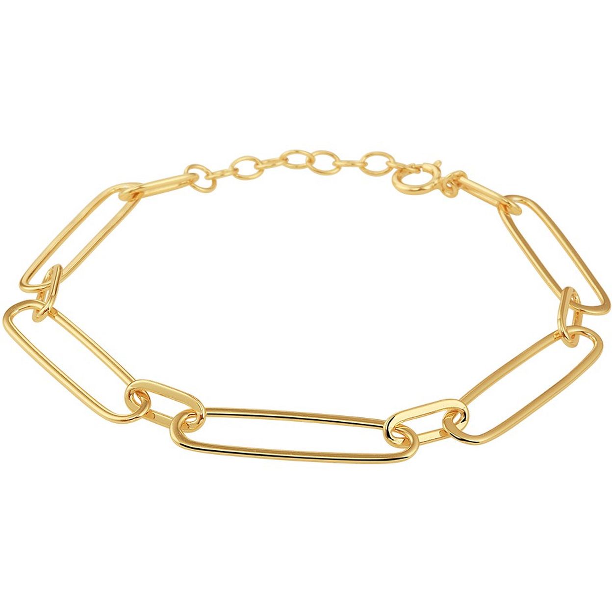 Geelgoud op 925 zilveren armband met een schakelbreedte van 6mm. De armband heeft een draaglengte van 17cm met een extensie van 2cm.