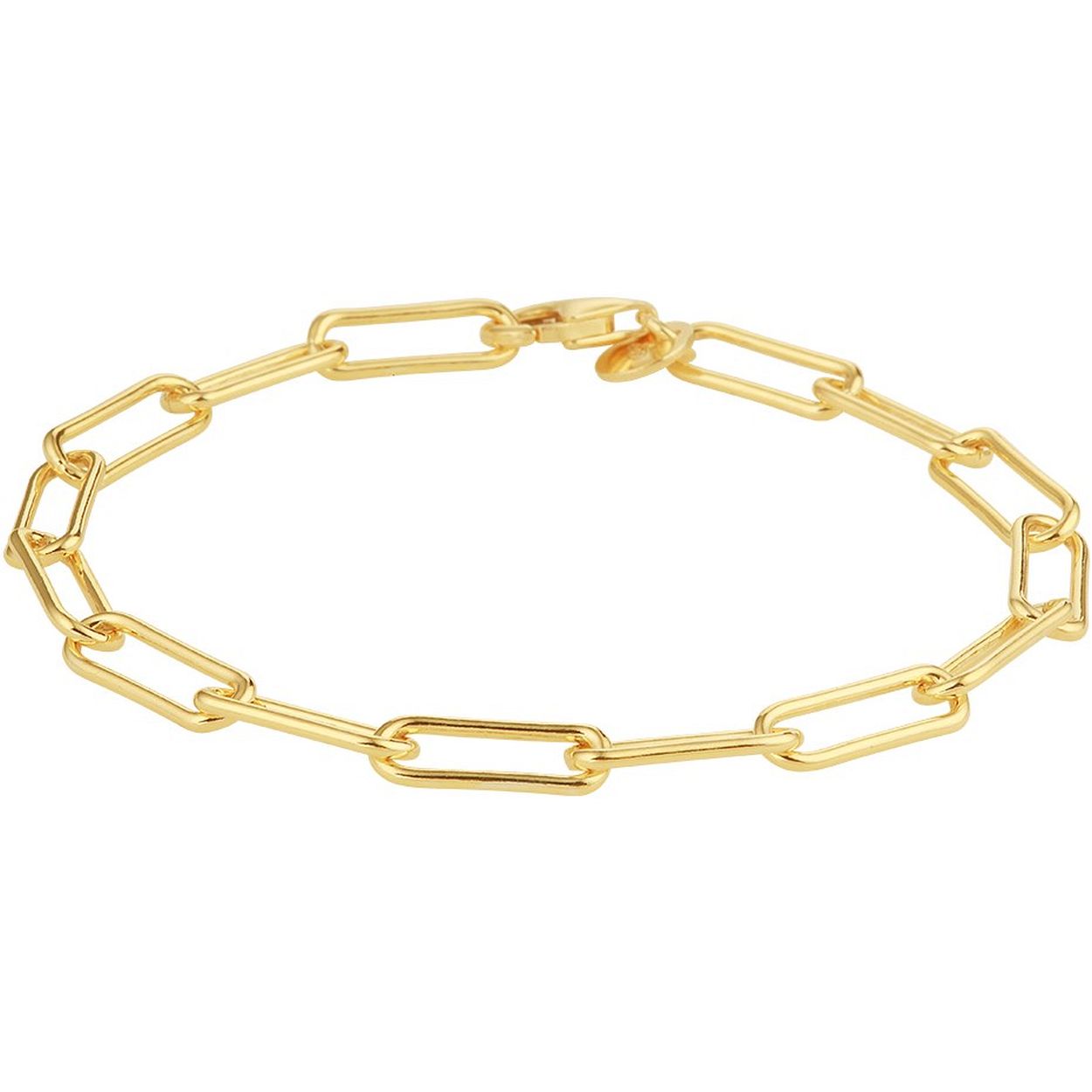 Geelgoud op 925 zilveren paperclip armband met een schakelbreedte van 5mm. De armband heeft een draaglengte van 19cm en een stevige karabijn sluiting.