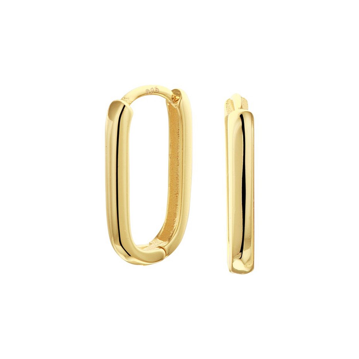Geelgoud op 925 zilveren klapoorringen. De klapoorringen hebben een afmeting van 16.5x2.5mm.
