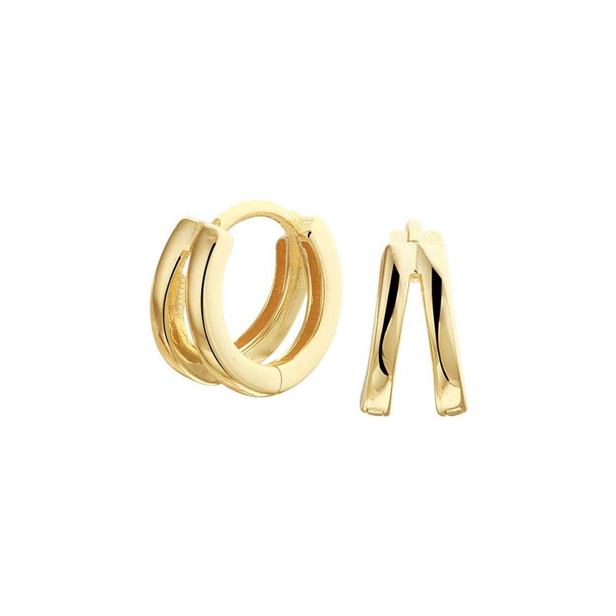 Geelgoud op 925 zilveren klapoorringen. De oorringen hebben een afmeting van 10.5x5mm.