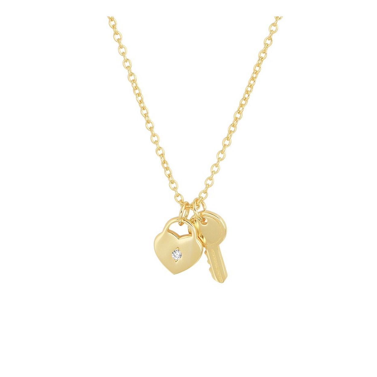Geelgoud op 925 zilveren collier uitgevoerd met een hart en een sleutel. Het collier heeft een draaglengte van 41cm met een extensie van 4cm en een stevige karabijn sluiting.