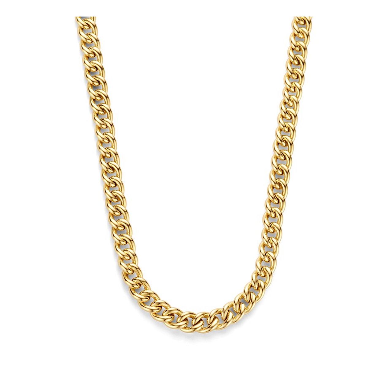 Geelgoud op 925 zilveren gourmet collier met een schakelbreedte van 5.8mm. Het collier heeft een draaglengte van 46cm.