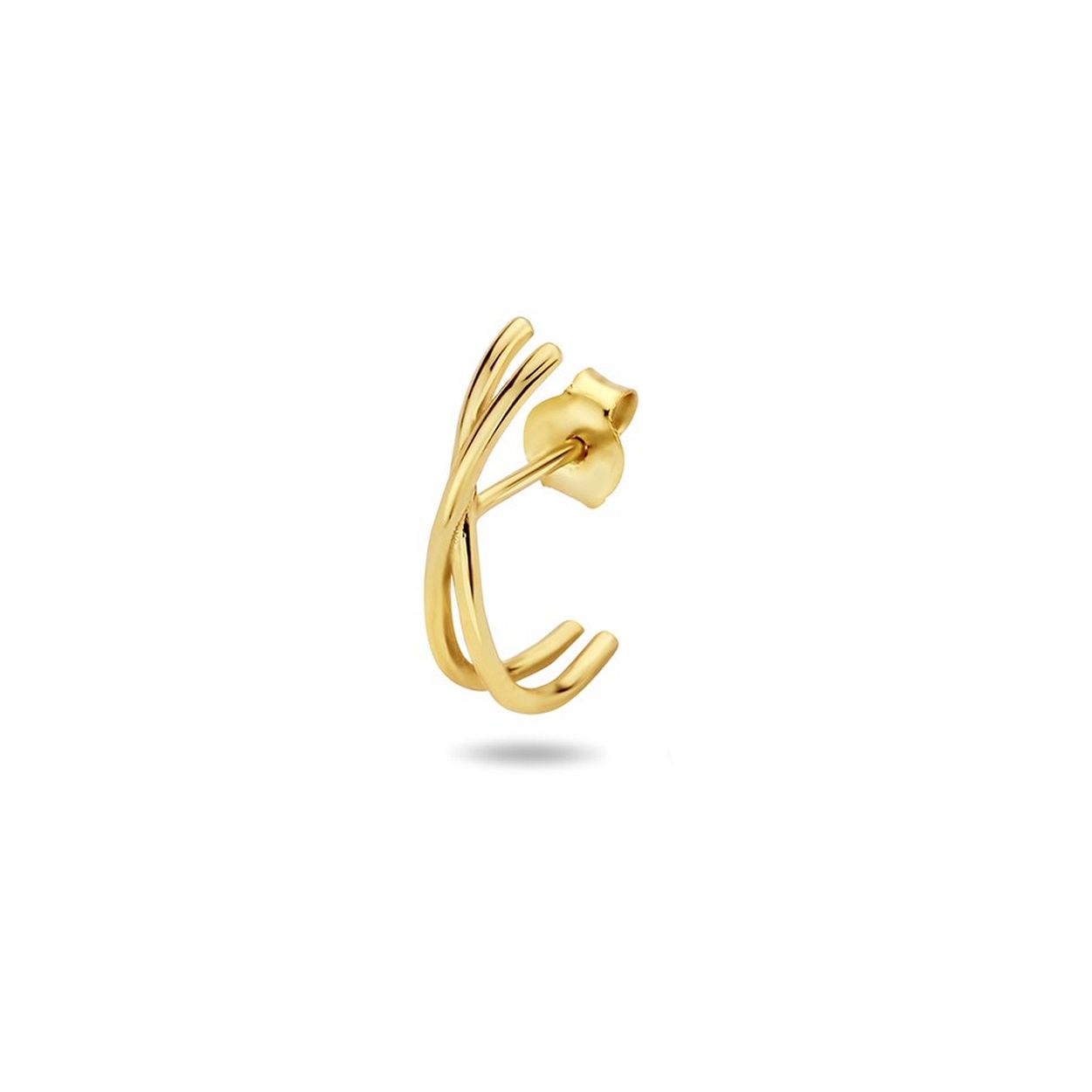 Geelgoud op 925 zilveren oorsteker met een afmeting van 19x5.5mm. De oorsteker wordt per stuk verkocht.