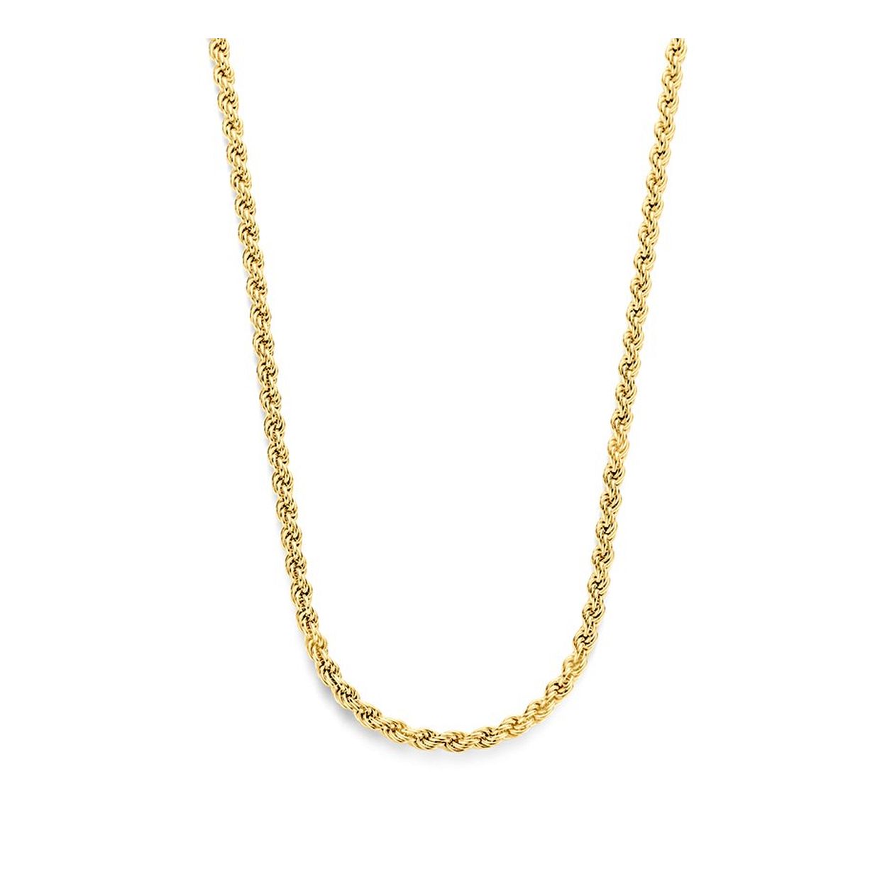 Geelgoud op 925 zilveren collier met een schakelbreedte van 2.5mm. Het collier heeft een draaglengte van 45cm en een stevige karabijn sluiting.