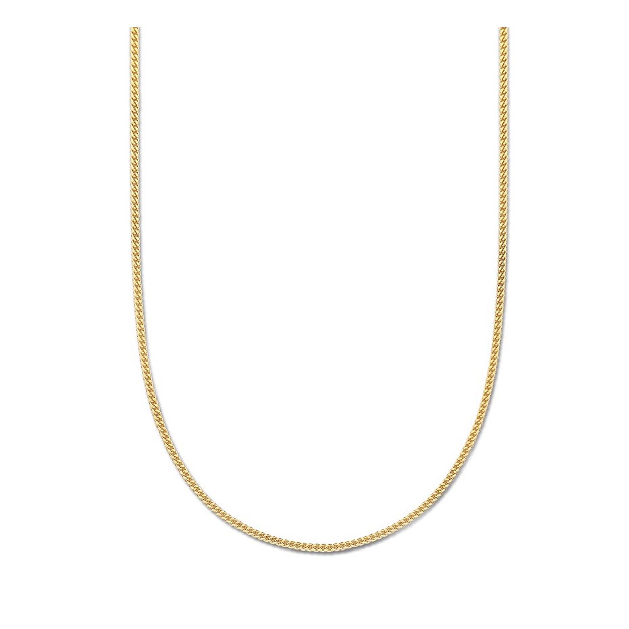 Geelgoud op 925 zilveren gourmet collier met een schakelbreedte van 1.7mm. Het collier heeft een draaglengte van 50 cm en een stevige karabijn sluiting.