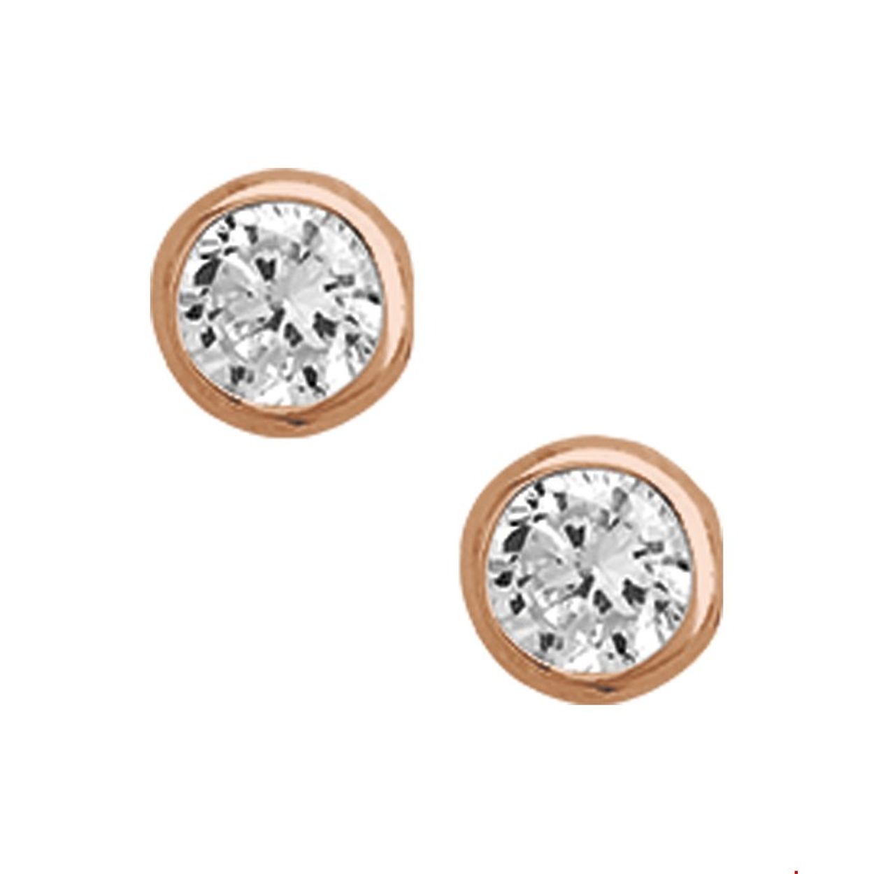Beschrijving: Zilveren oorknoppen met zirkonia. De oorknoppen hebben een rosegouden plating. 
Uniekenummer serie: 26489
Doelgroep: dames
Zetting: solitaire (kastzetting)