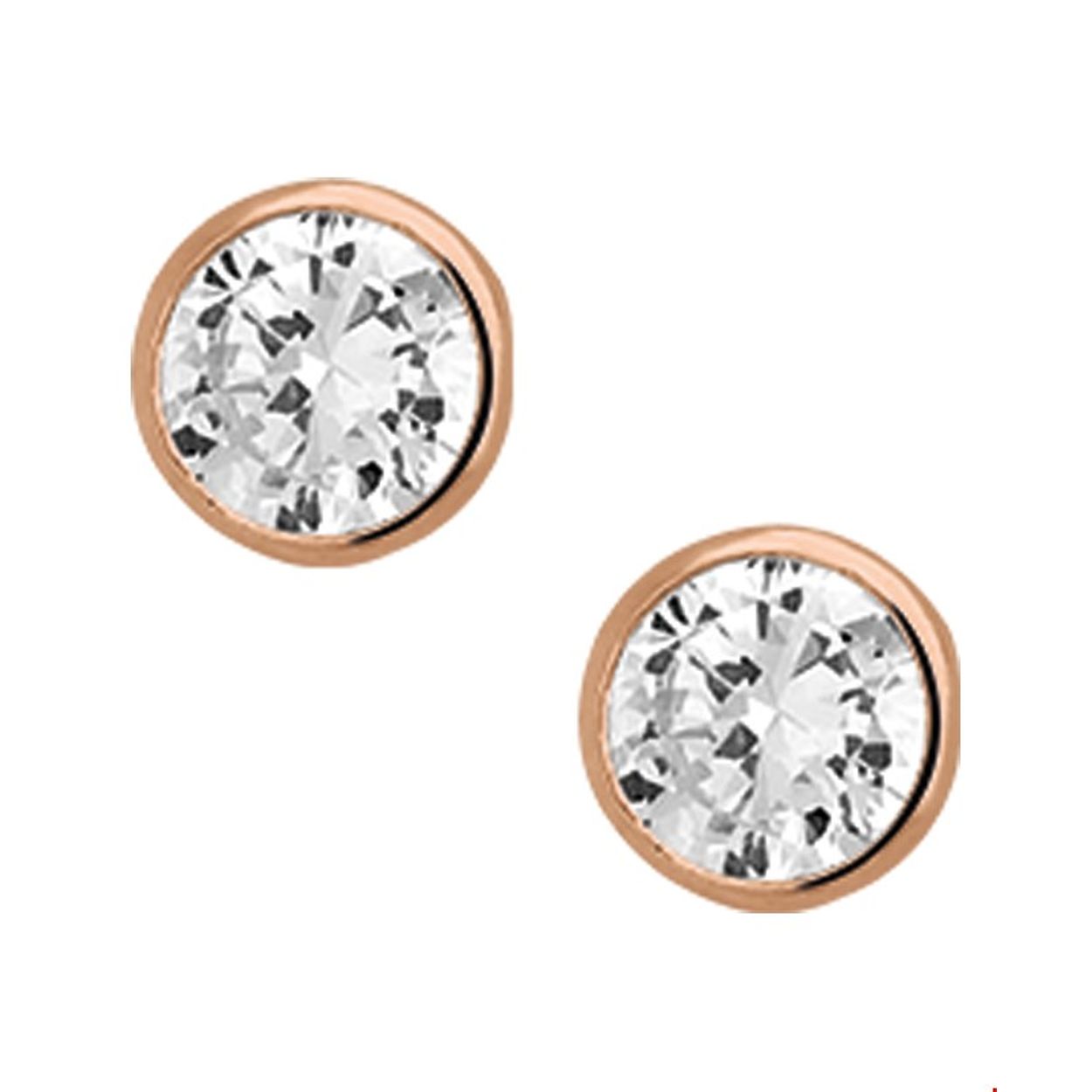 Beschrijving: Zilveren oorknoppen met zirkonia. De oorknoppen hebben een rosegouden plating. 
Uniekenummer serie: 26489
Doelgroep: dames
Zetting: solitaire (kastzetting)