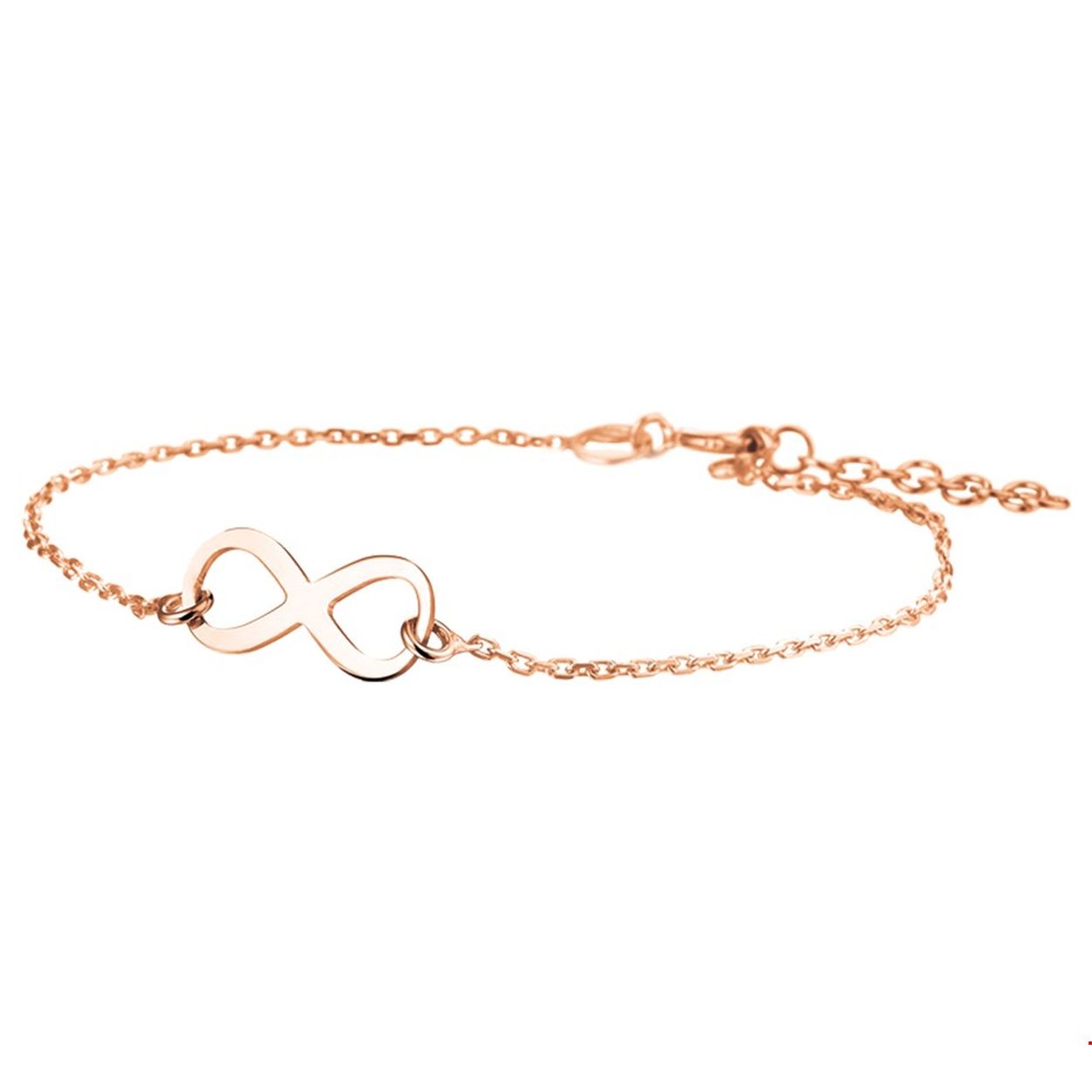 Beschrijving: Zilveren armband met een infinity teken. De armband heeft een rosegouden plating en de lengte bedraagt 17cm met 2cm extensie. De schakelbreedte bedraagt 1.4mm. 
Verpakt per: 1
Doelgroep: dames
Breedte: 17 mm
Kortste lengte: 17 mm
Langste lengte: 19 mm
Hoogte: 7.6 mm