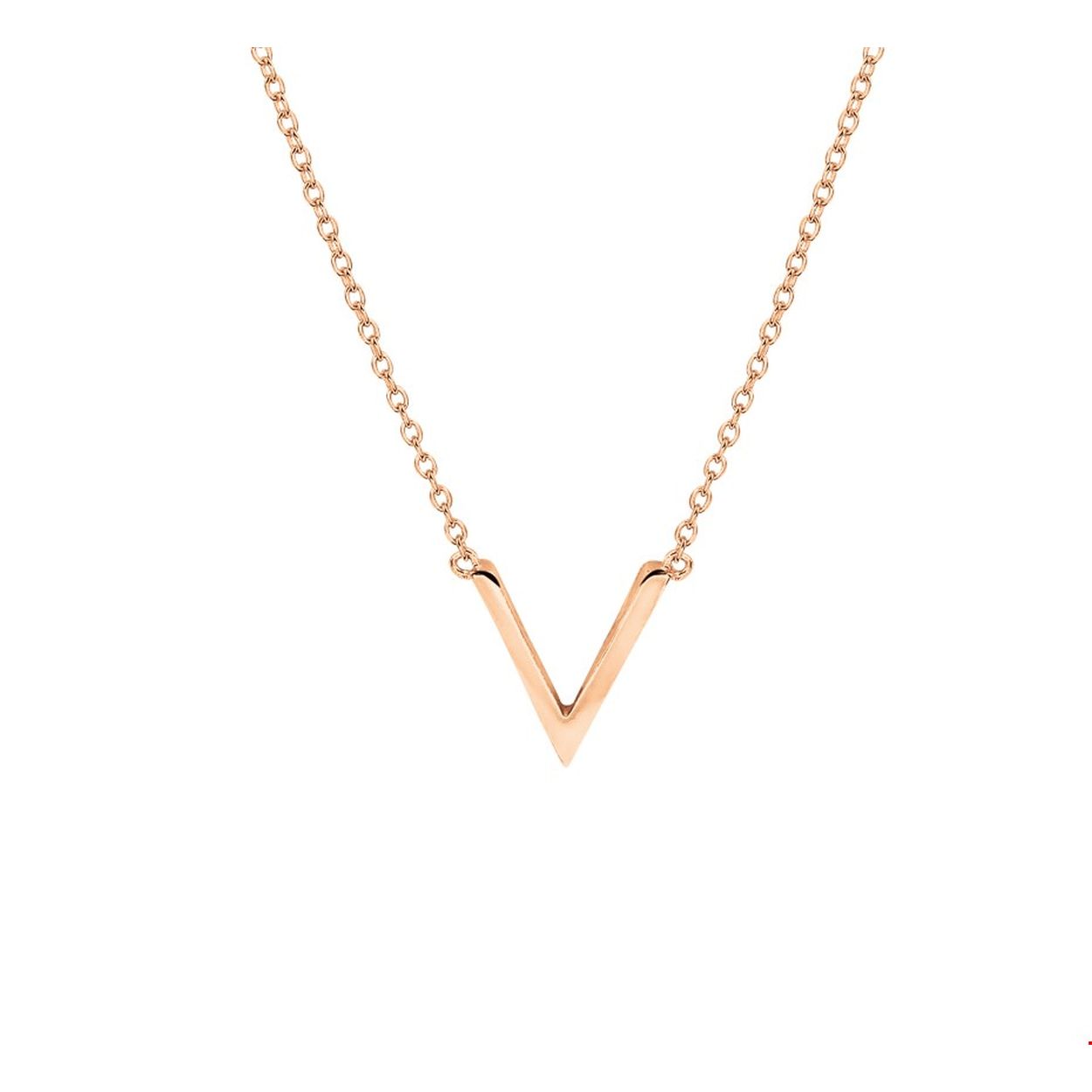 Trendy roodgoud op zilveren 1.2mm anker collier met een lengte van 41cm en 4cm extensie. Het collier is uitgevoerd met een V van 13x13.5mm en veerring sluiting. Dit hippe collier is helemaal van deze tijd en is gemakkelijk te combineren met andere sieraden uit onze collectie.