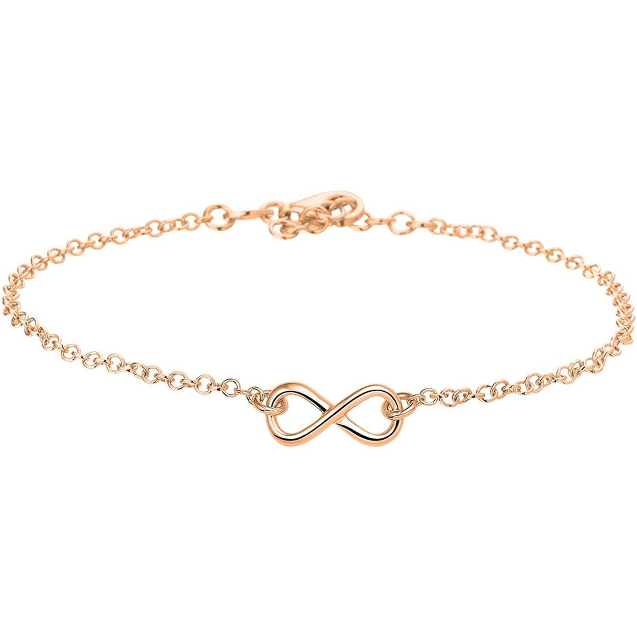 Beschrijving: Trendy rosegoud op zilveren enkelbandje met een infinity symbool uitgevoerd met een stevige karabijn sluiting. Infinity symboliseert de eeuwige gebondenheid. Dit fijne enkelbandje is goed te combineren met bijpassende sieraden uit onze collectie. De lengte bedraagt 24cm met een extensie van 2cm en de schakelbreedte is 2.1mm.
Doelgroep: dames
Breedte: 15.5 mm
Kortste lengte: 24 mm
Langste lengte: 26 mm
Hoogte: 7 mm