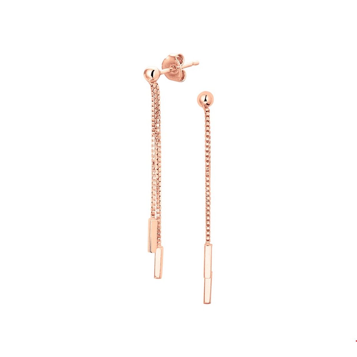 Beschrijving: Trendy rosegoud op zilveren oorhangers met een totale hoogte van 4.2cm uitgevoerd met twee balkjes van 6.5x1.5mm en een bolletje van 3mm. Verbonden met twee venetiaanse schakels van 1mm. Hou je van trendy sieraden en ben je helemaal van het hier en nu dan mogen deze oorhangers niet missen in jou sieraden stash!
Verpakt per: 1
Doelgroep: dames
Breedte: 1.5 mm
Hoogte: 42 mm